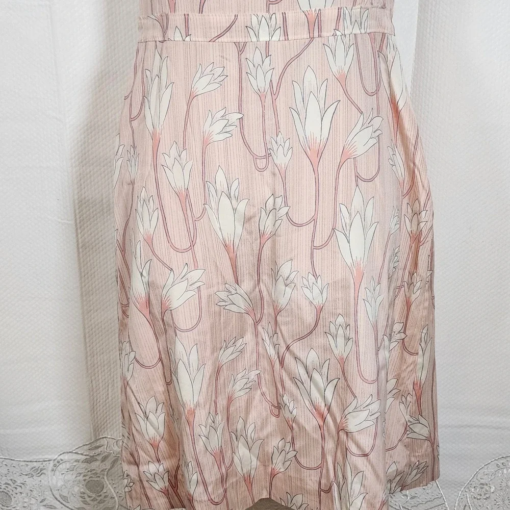 Tory‎ Burch Floral Print Square Neck Sleeveless Dress Pink White Size 6 - Picture 4 of 10